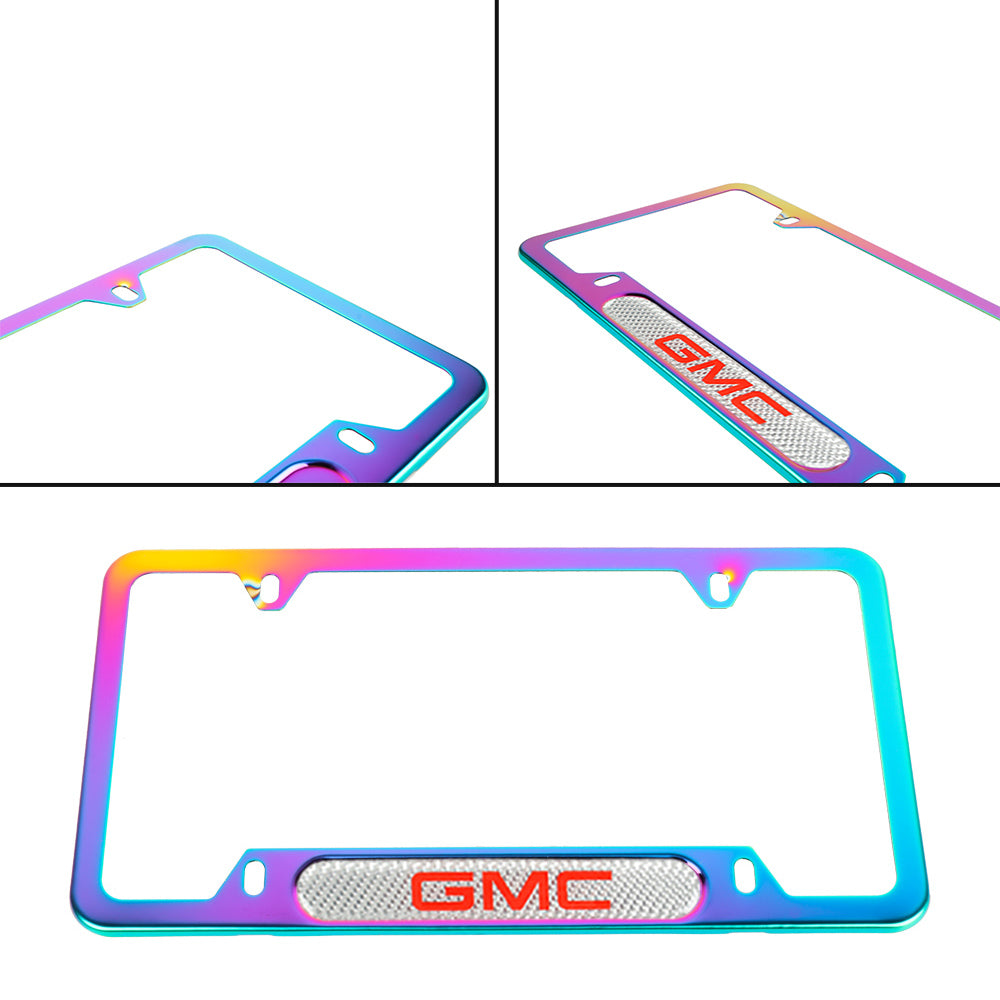 Brand New Universal 1PCS GMC Neo Chrome Metal License Plate Frame