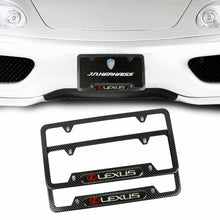 Load image into Gallery viewer, Brand New Universal 2PCS LEXUS Carbon Fiber Look Metal License Plate Frame