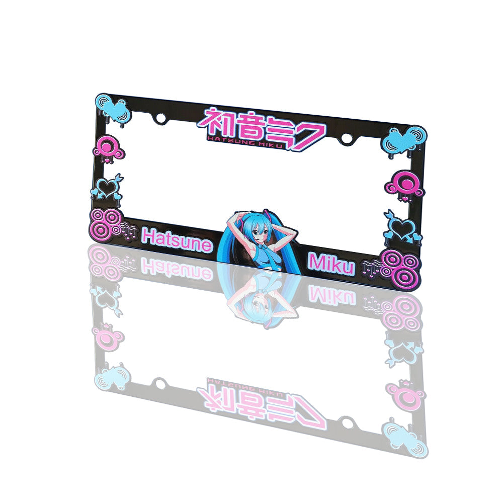 Brand New Universal 1PCS Anime Hatsune Miku ABS Plastic Black License Plate Frame