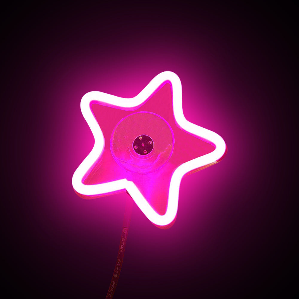 BRAND NEW UNIVERSAL STAR SHAPED PINK LED Neon Flash Light Car Window Glow Electric Remote Control Lamp