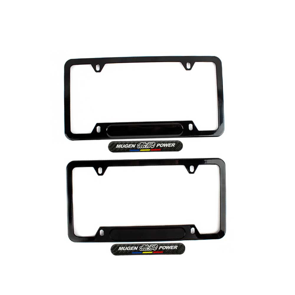 Brand New Universal 2PCS Mugen Glossy Black Metal License Plate Frame