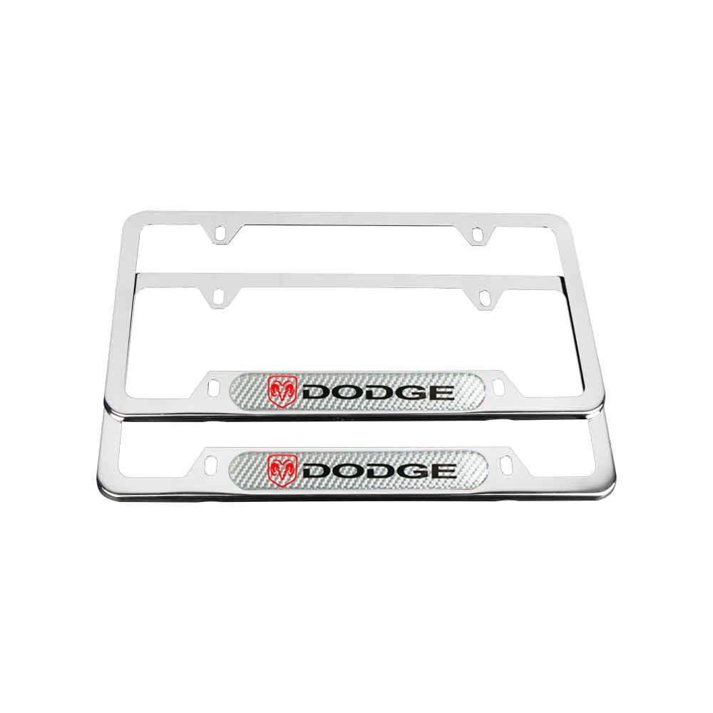 Brand New Universal 2PCS DODGE Chrome Metal License Plate Frame