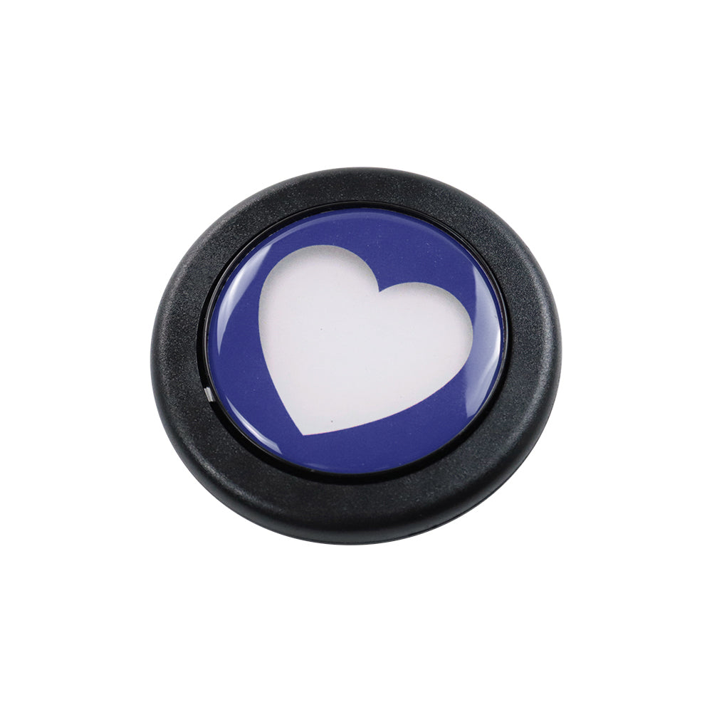 Brand New Universal Blue Heart Shape Car Horn Button Black Steering Wheel Center Cap