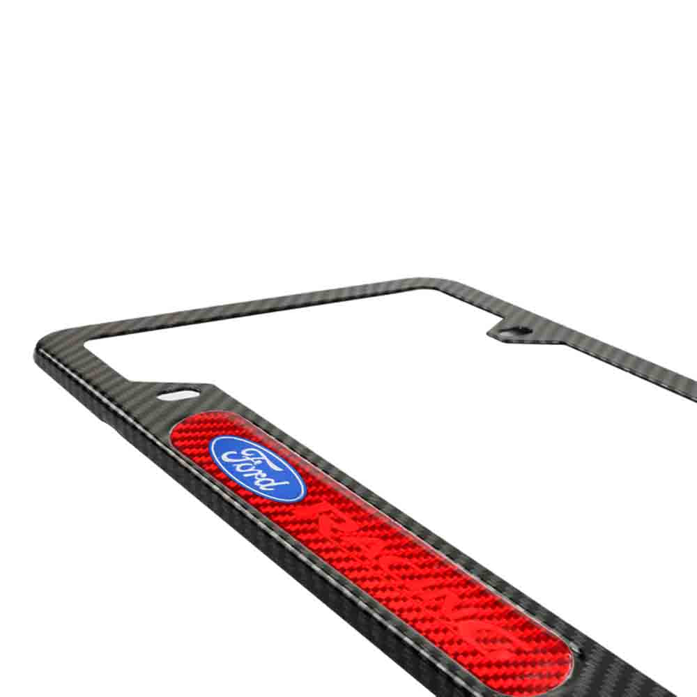 Brand New Universal 1PCS Ford Racing Carbon Fiber Look Metal License Plate Frame