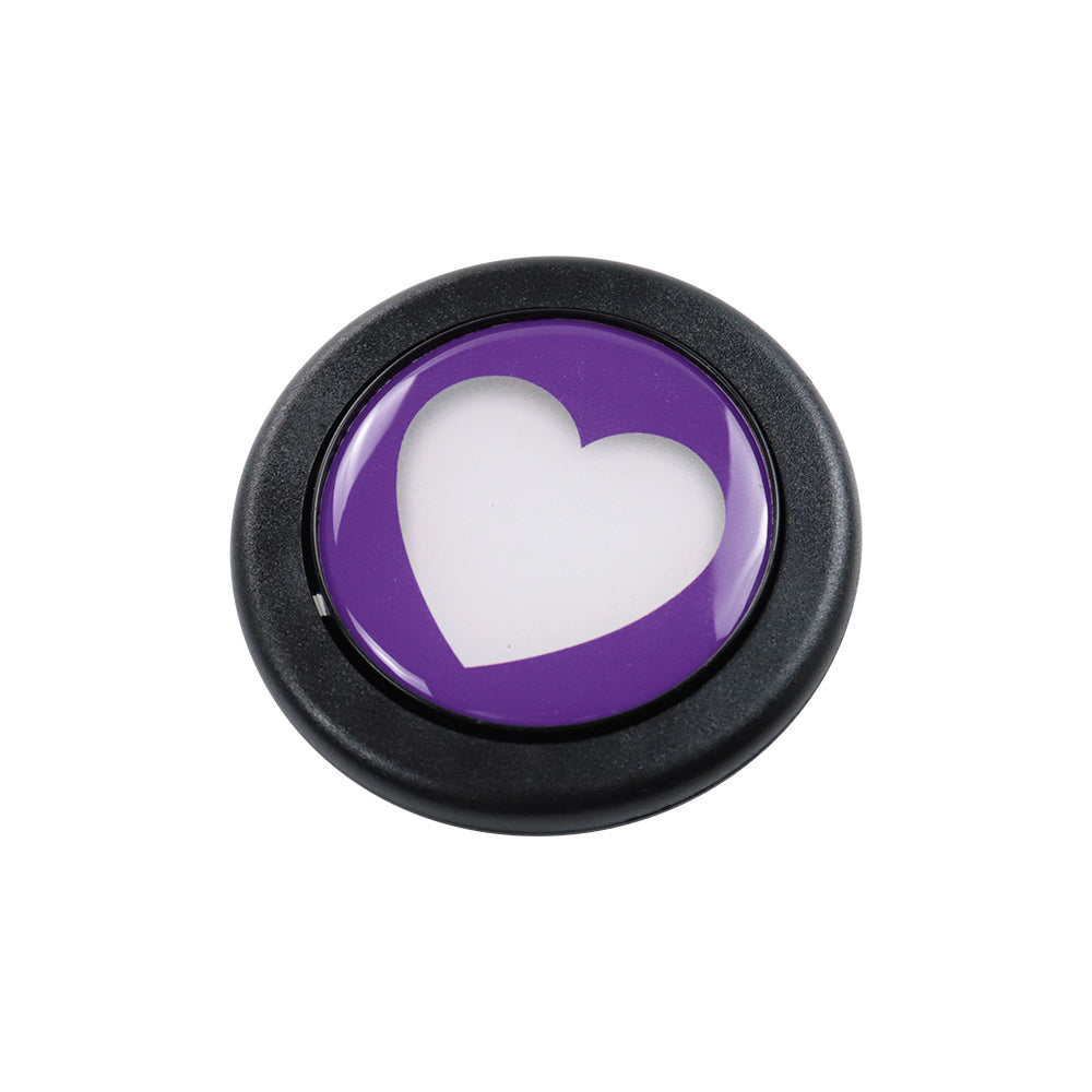 Brand New Universal Purple Heart Shape Car Horn Button Black Steering Wheel Center Cap