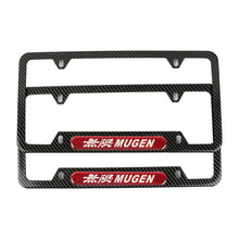 Load image into Gallery viewer, Brand New Universal 2PCS Mugen Carbon Fiber Look Metal License Plate Frame