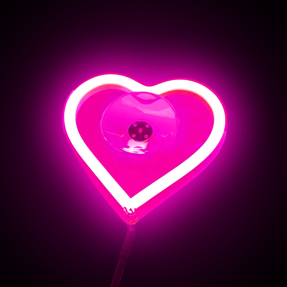 BRAND NEW UNIVERSAL LOVE HEART PINK LED Neon Flash Light Car Window Glow Electric Remote Control Lamp