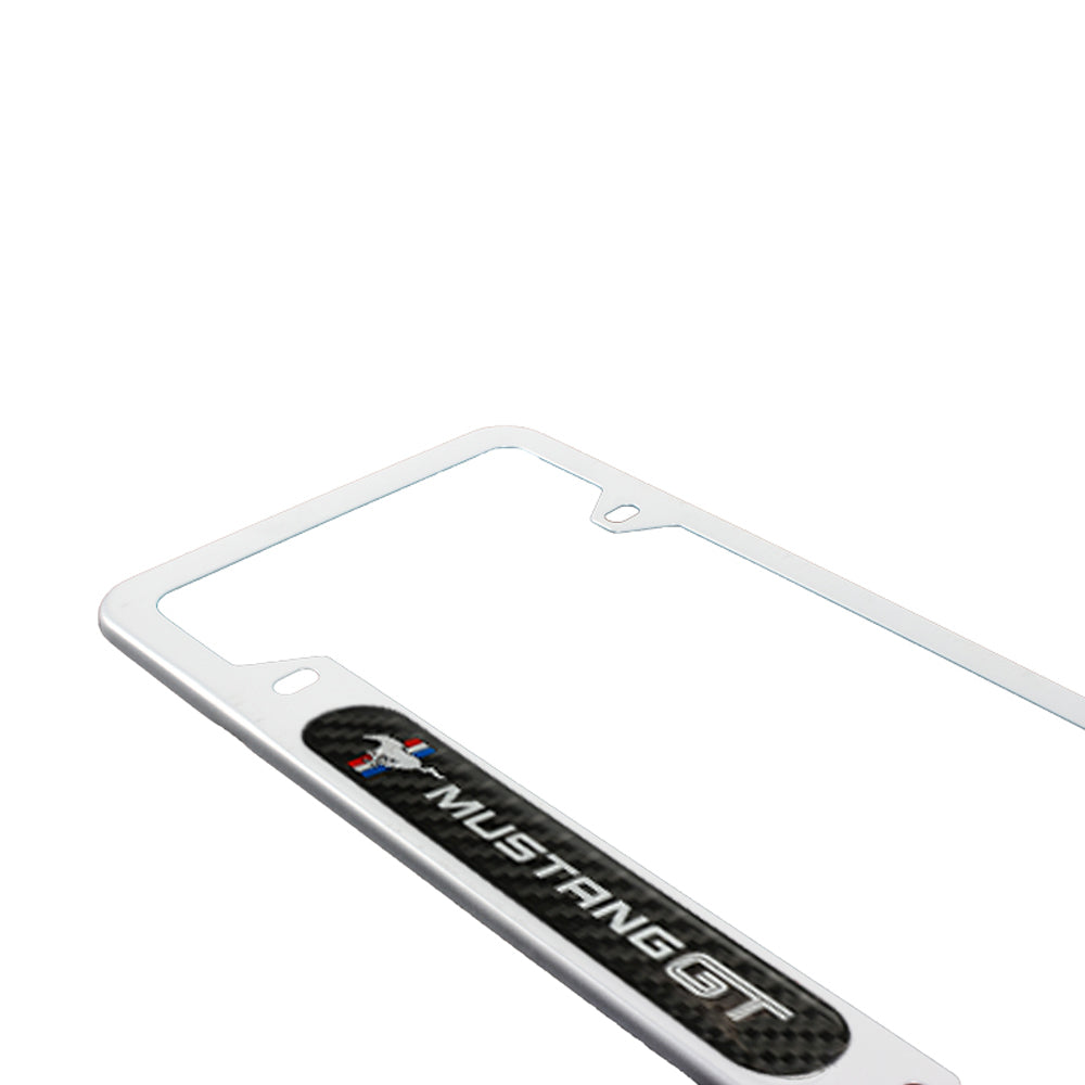 Brand New Universal 2PCS Ford Mustang GT Silver Metal License Plate Frame