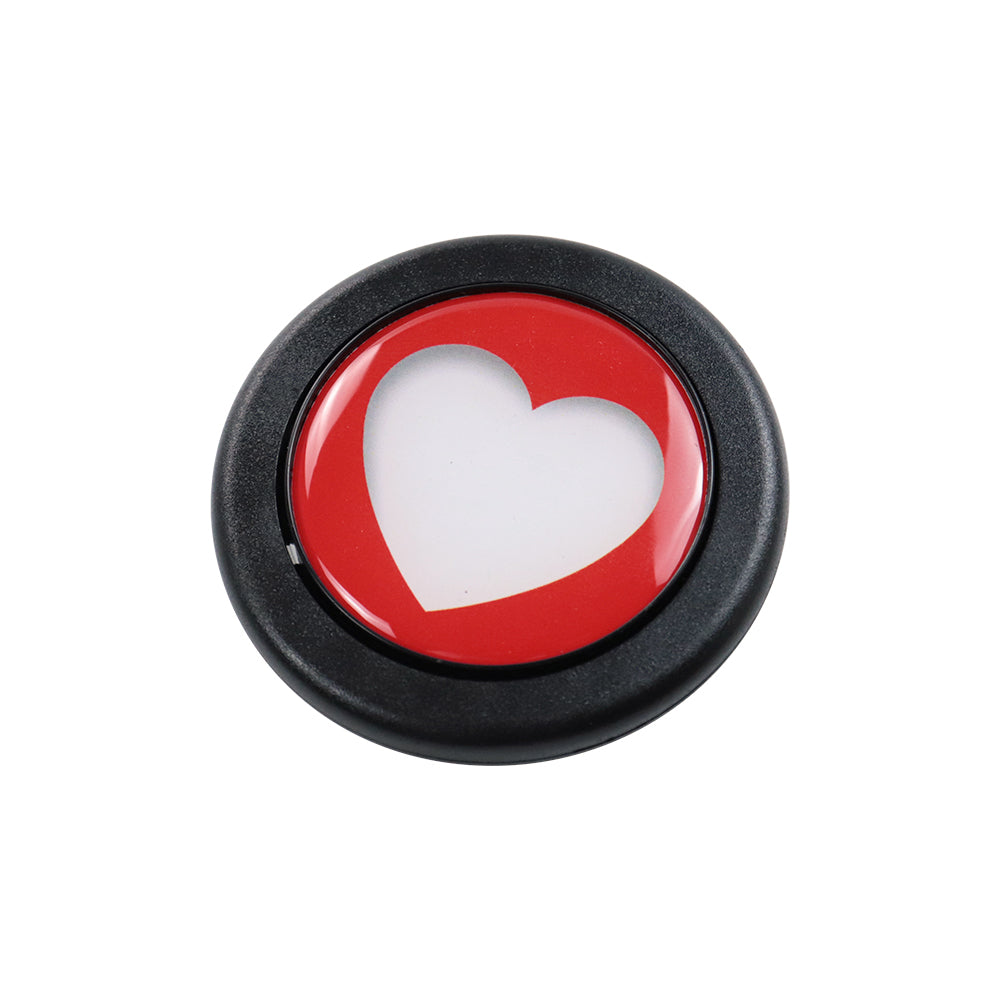 Brand New Universal Red Heart Shape Car Horn Button Black Steering Wheel Center Cap