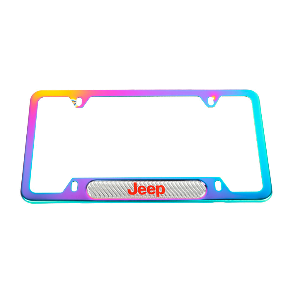 Brand New Universal 1PCS JEEP Neo Chrome Metal License Plate Frame