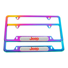 Load image into Gallery viewer, Brand New Universal 2PCS JEEP Neo Chrome Metal License Plate Frame