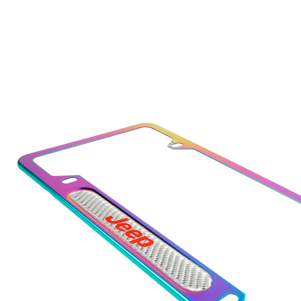 Brand New Universal 1PCS JEEP Neo Chrome Metal License Plate Frame