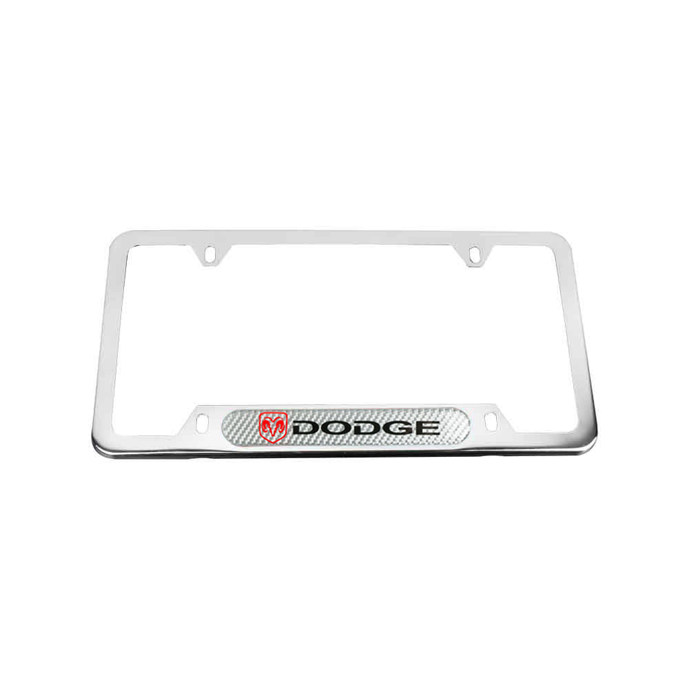 Brand New Universal 2PCS DODGE Chrome Metal License Plate Frame