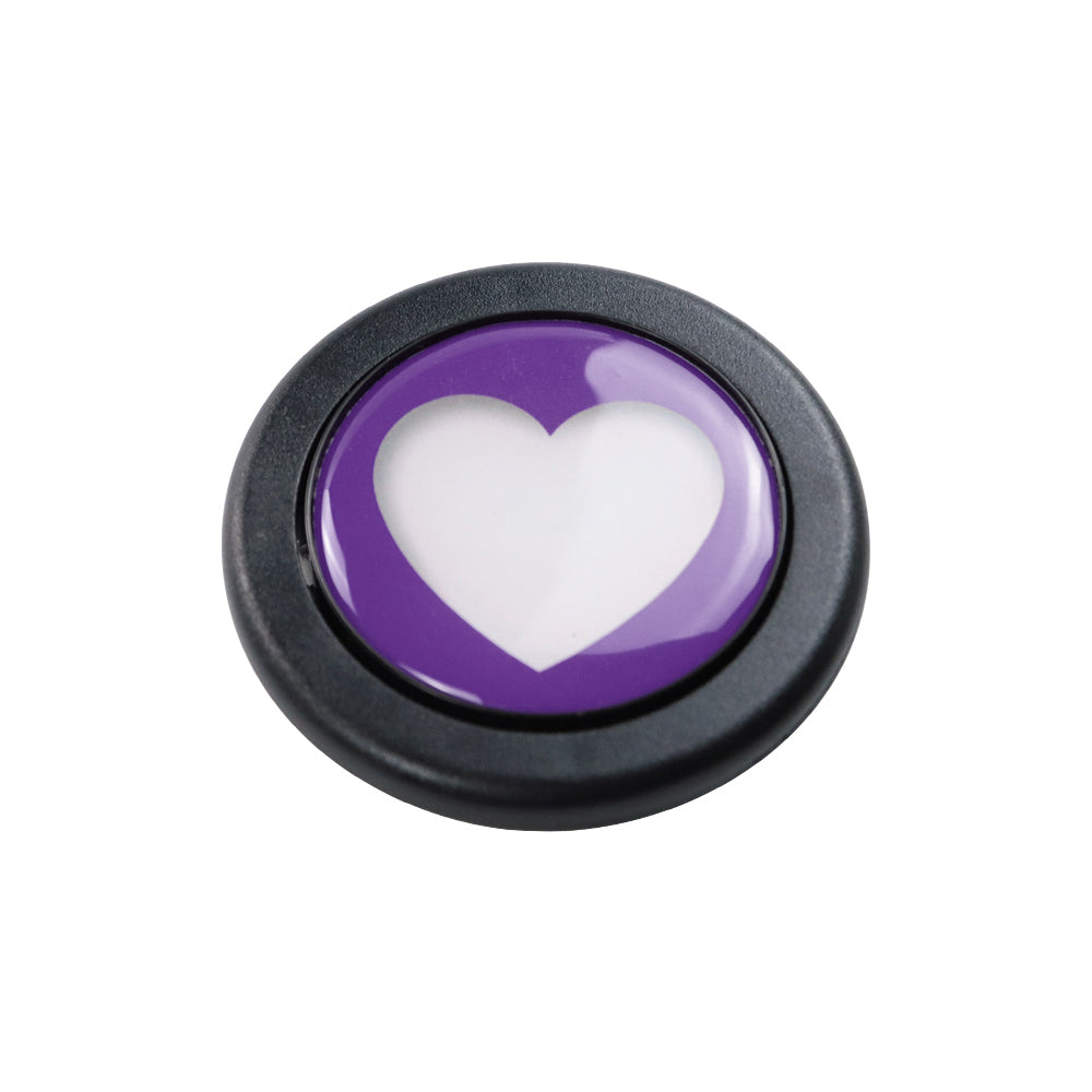 Brand New Universal Purple Heart Shape Car Horn Button Black Steering Wheel Center Cap