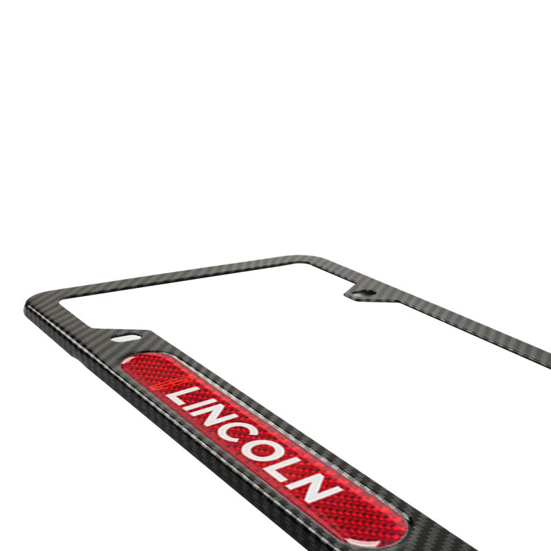 Brand New Universal 1PCS Lincoln Carbon Fiber Look Metal License Plate Frame