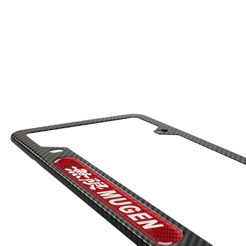 Brand New Universal 1PCS Mugen Carbon Fiber Look Metal License Plate Frame