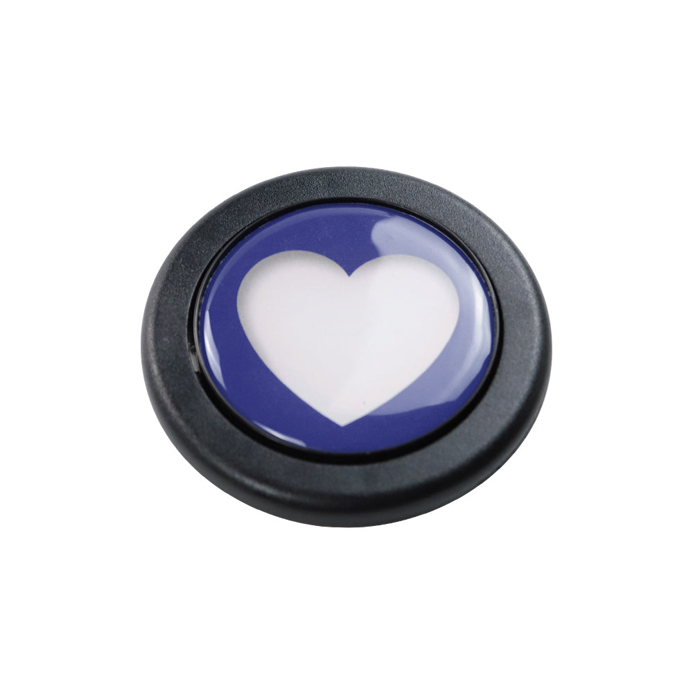 Brand New Universal Blue Heart Shape Car Horn Button Black Steering Wheel Center Cap