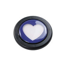 Load image into Gallery viewer, Brand New Universal Blue Heart Shape Car Horn Button Black Steering Wheel Center Cap