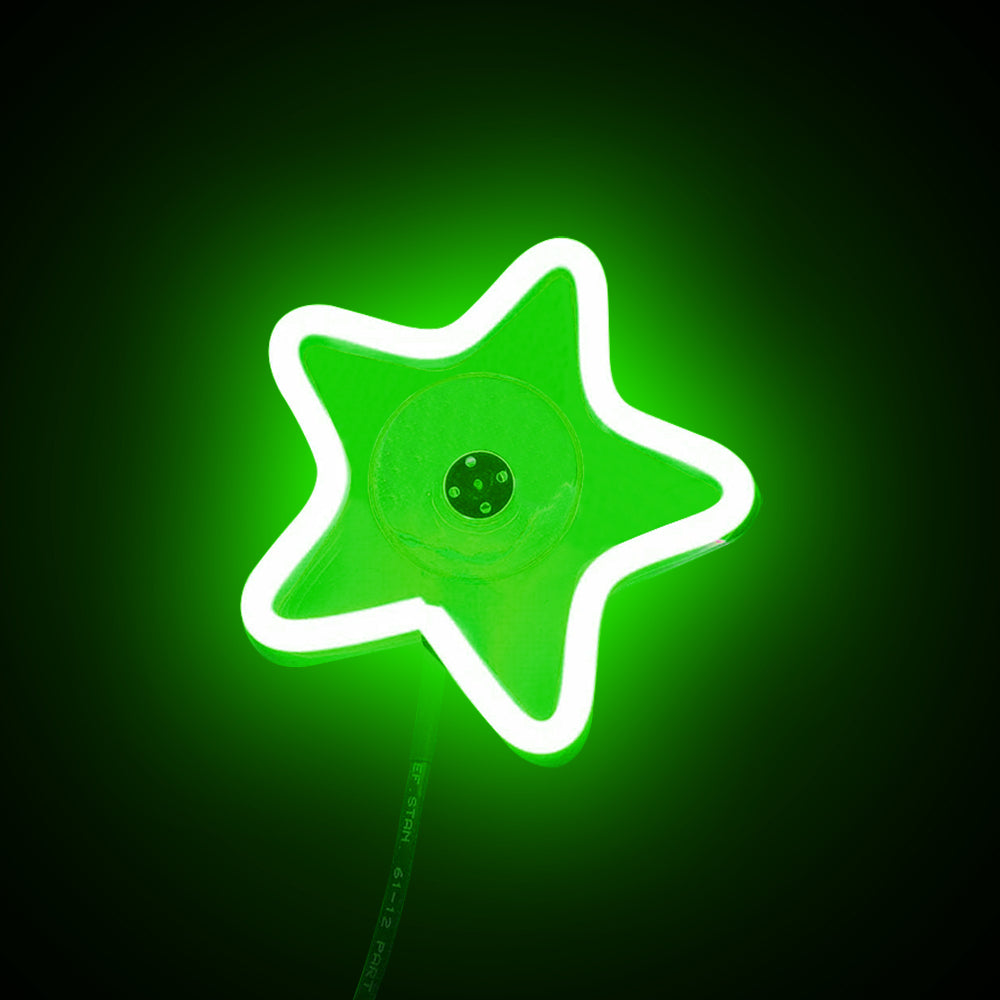 BRAND NEW UNIVERSAL STAR SHAPED GREEN LED Neon Flash Light Car Window Glow Electric Remote Control Lamp