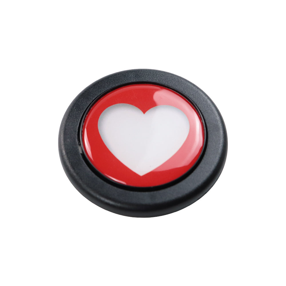 Brand New Universal Red Heart Shape Car Horn Button Black Steering Wheel Center Cap