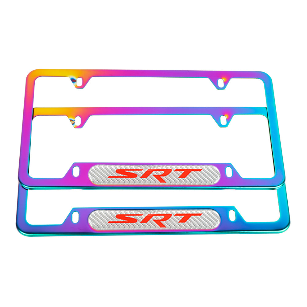 Brand New Universal 2PCS SRT Neo Chrome Metal License Plate Frame