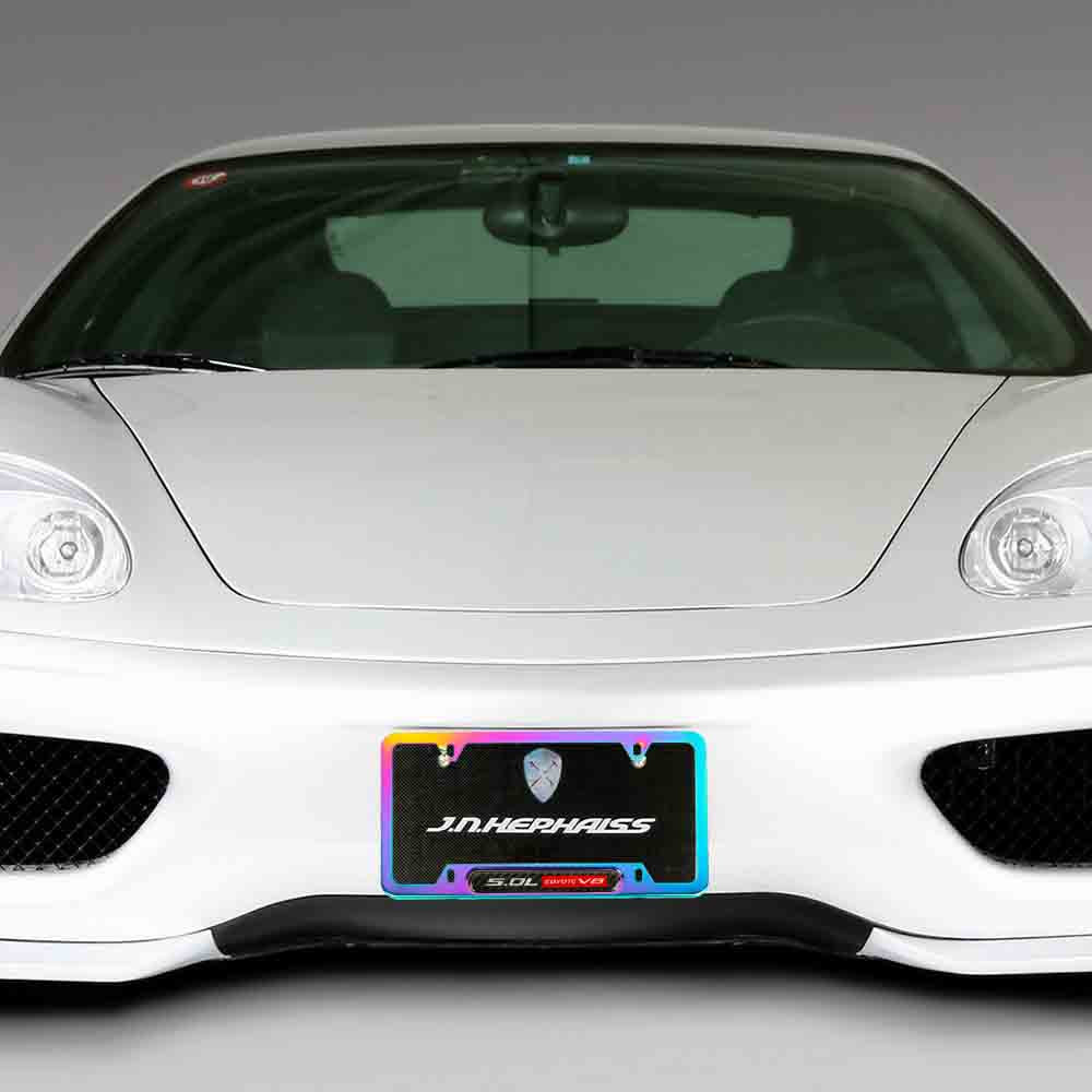 Brand New Universal 1PCS 5.0L COYOTE V8 Neo Chrome Metal License Plate Frame