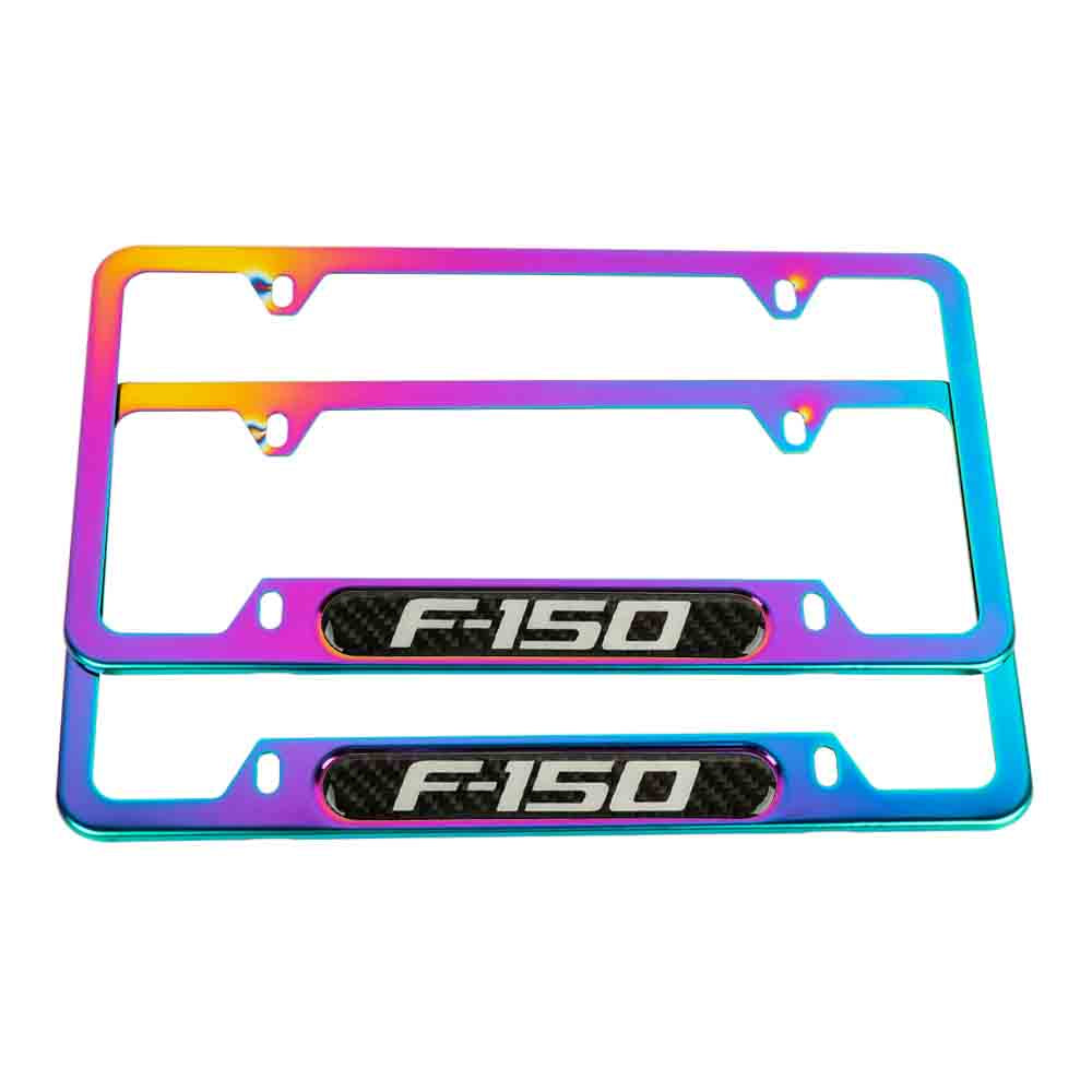 Brand New Universal 2PCS F-150 Neo Chrome Metal License Plate Frame