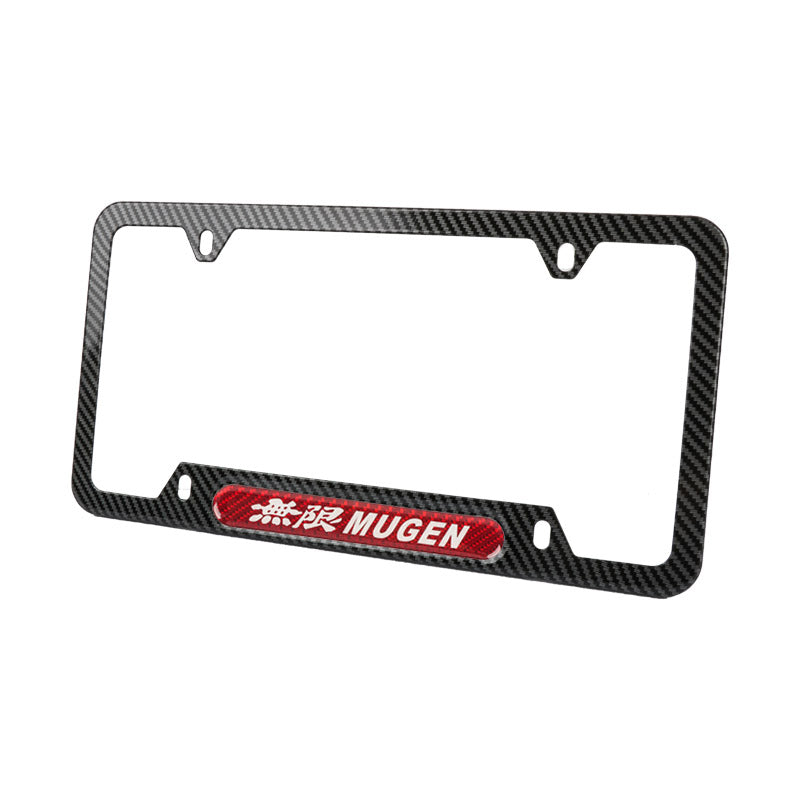 Brand New Universal 1PCS Mugen Carbon Fiber Look Metal License Plate Frame