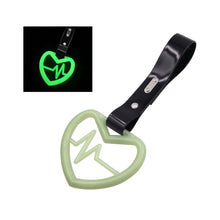 Load image into Gallery viewer, Brand New Heartbeats Glow In Dark Green JDM TSURIKAWA Ring Subway Train Bus Handle Black Strap Charm Drift