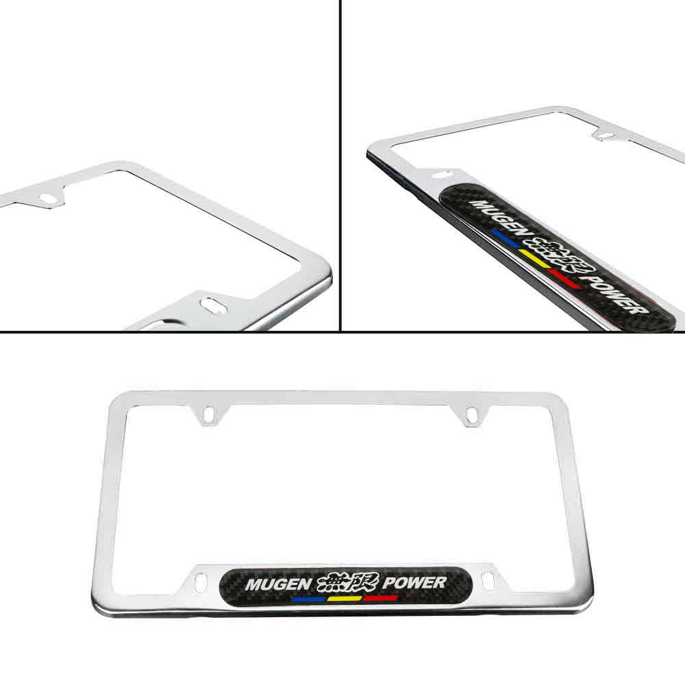 Brand New Universal 1PCS Mugen Power Silver Metal License Plate Frame