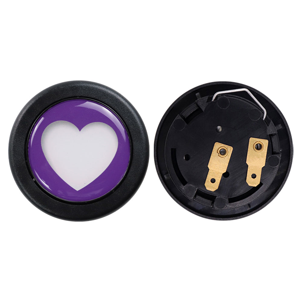 Brand New Universal Purple Heart Shape Car Horn Button Black Steering Wheel Center Cap