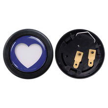 Load image into Gallery viewer, Brand New Universal Blue Heart Shape Car Horn Button Black Steering Wheel Center Cap