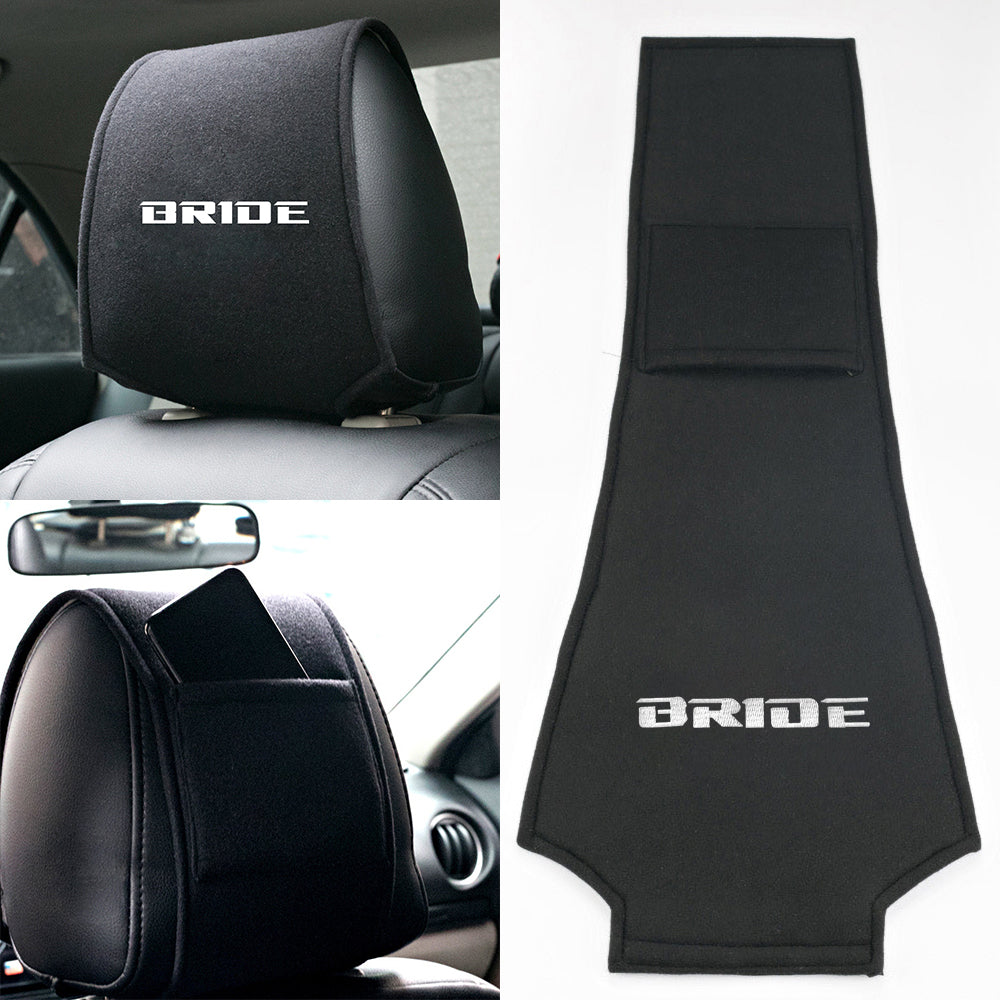 BRAND NEW 1PCS BRIDE BLACK CAR NECK SEAT HEADREST PROTECTOR SUEDE COVER