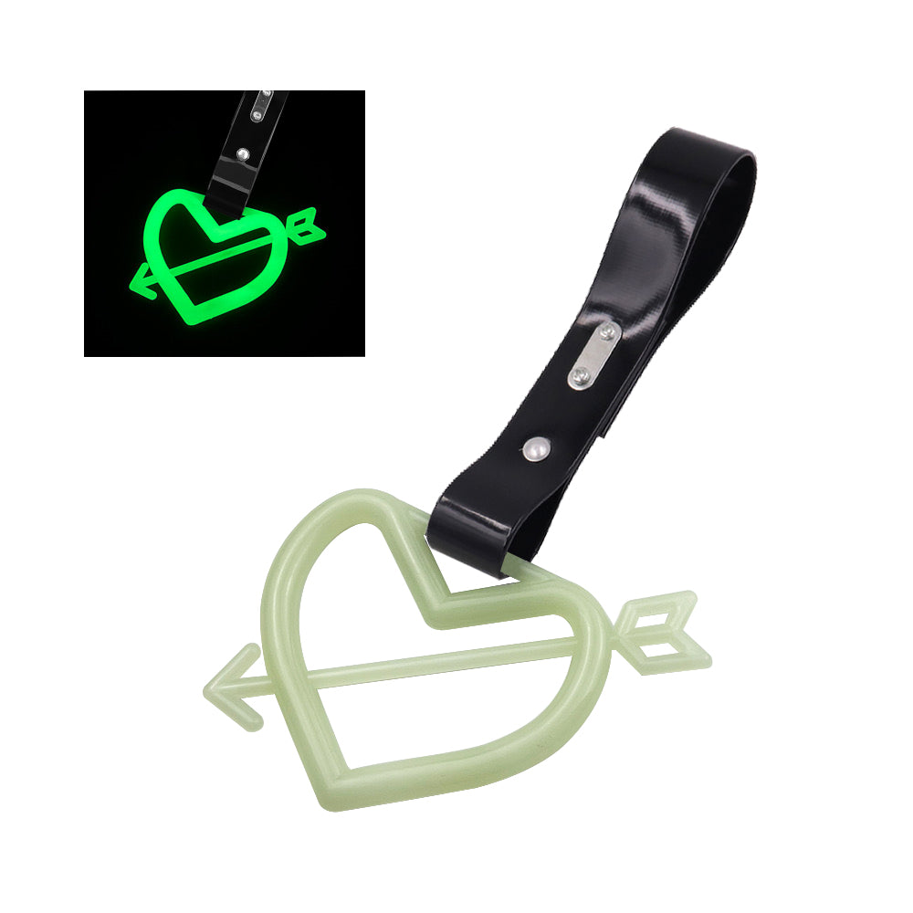 Brand New Arrow Heart Love Glow in Dark Green JDM TSURIKAWA Ring Subway Train Bus Handle Black Strap Charm Drift