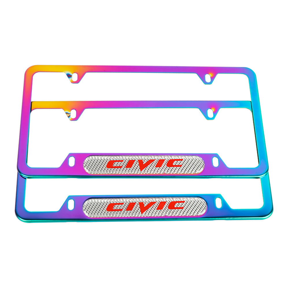 Brand New Universal 2PCS Honda Civic Neo Chrome Metal License Plate Frame