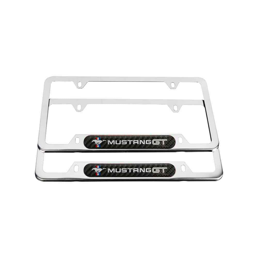 Brand New Universal 2PCS FORD MUSTANG GT Chrome Metal License Plate Frame