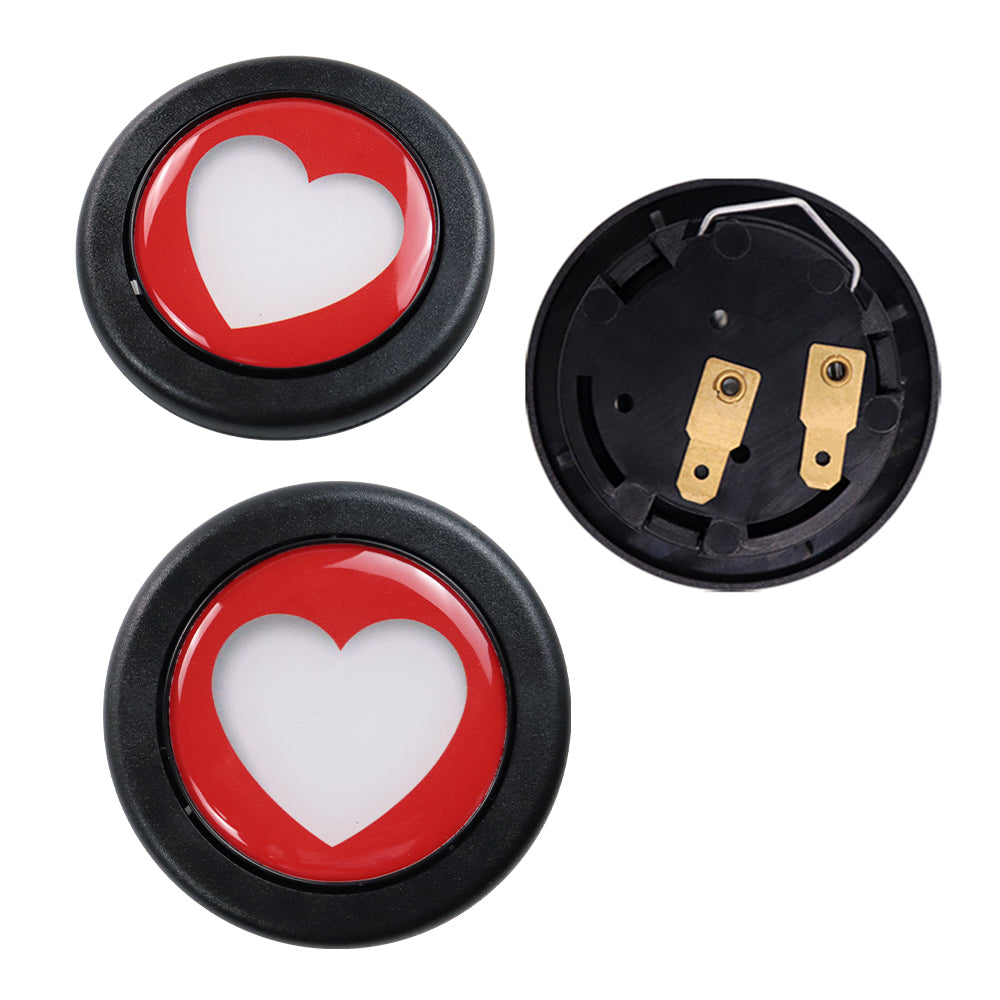 Brand New Universal Red Heart Shape Car Horn Button Black Steering Wheel Center Cap