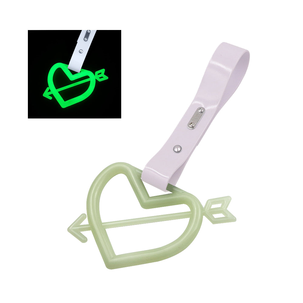 Brand New Arrow Heart Love Glow in Dark Green JDM TSURIKAWA Ring Subway Train Bus Handle White Strap Charm Drift