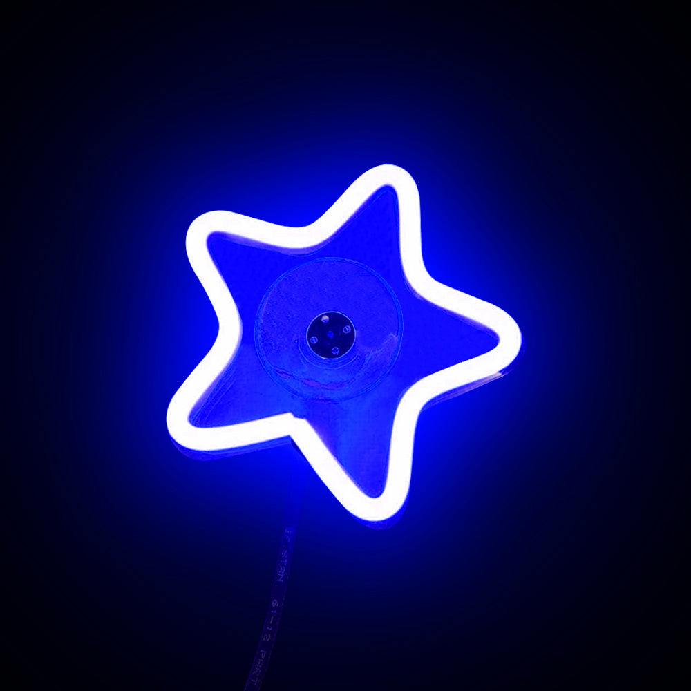 BRAND NEW UNIVERSAL STAR SHAPED BLUE LED Neon Flash Light Car Window Glow Electric Remote Control Lamp