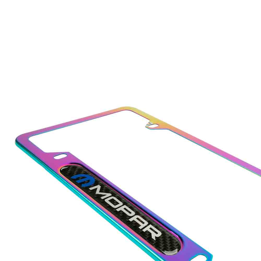 Brand New Universal 2PCS Mopar Neo Chrome Metal License Plate Frame