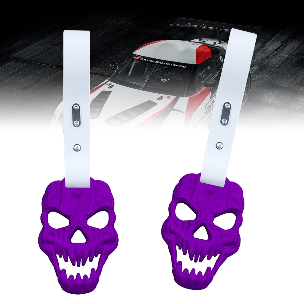 Brand New Skull Head Purple JDM TSURIKAWA Ring Subway Train Bus Handle White Strap Charm Drift