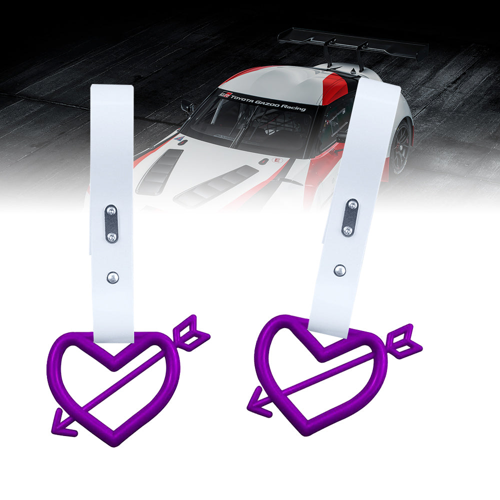 Brand New Arrow Heart Love Purple JDM TSURIKAWA Ring Subway Train Bus Handle White Strap Charm Drift