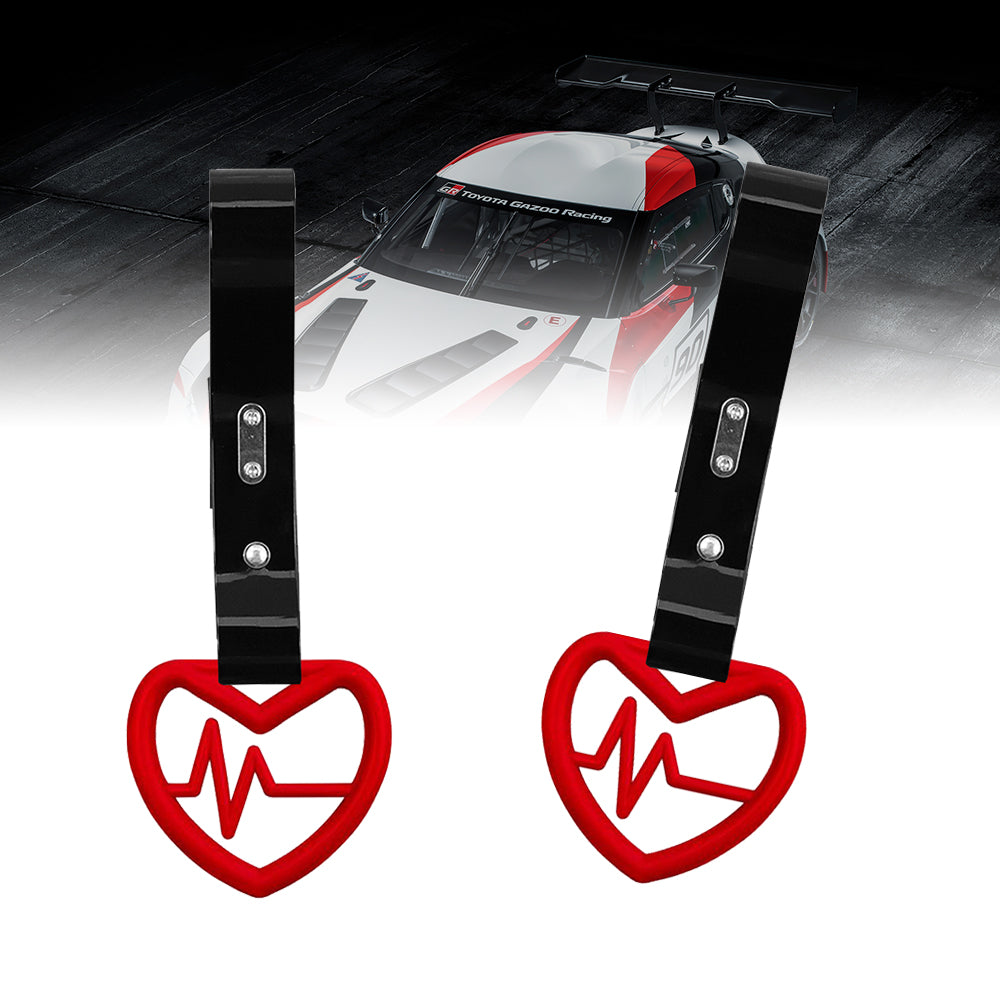 Brand New Heartbeats Red JDM TSURIKAWA Ring Subway Train Bus Handle Black Strap Charm Drift