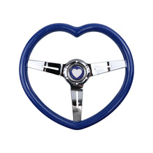 Load image into Gallery viewer, Brand New Universal Blue Heart Shape Car Horn Button Black Steering Wheel Center Cap