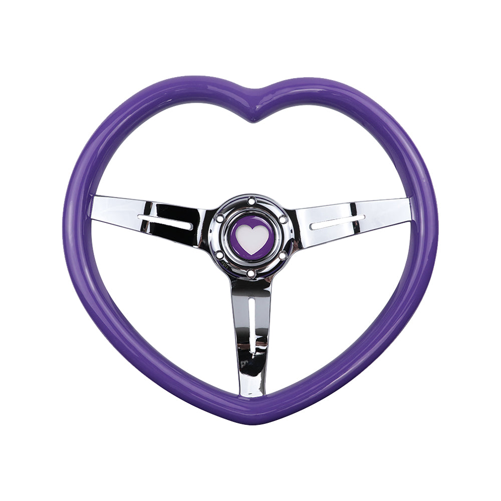 Brand New Universal Purple Heart Shape Car Horn Button Black Steering Wheel Center Cap