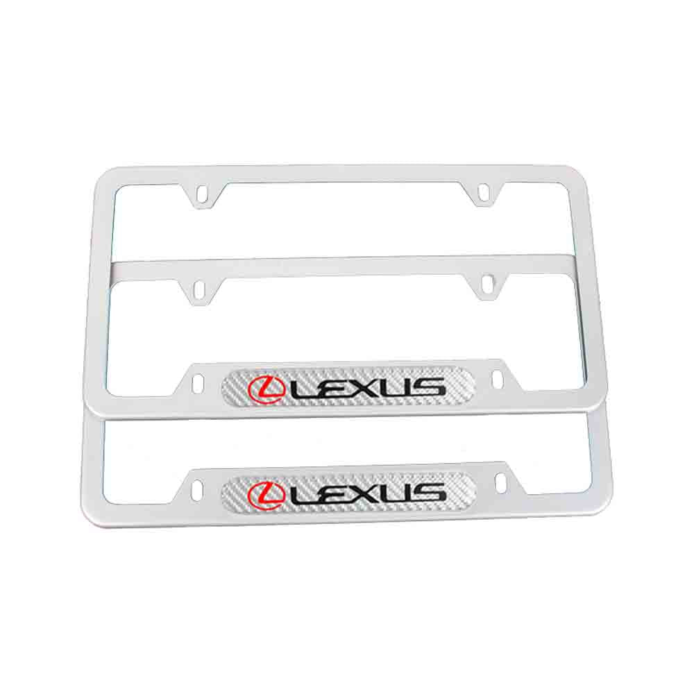 Brand New Universal 2PCS LEXUS Silver Metal License Plate Frame