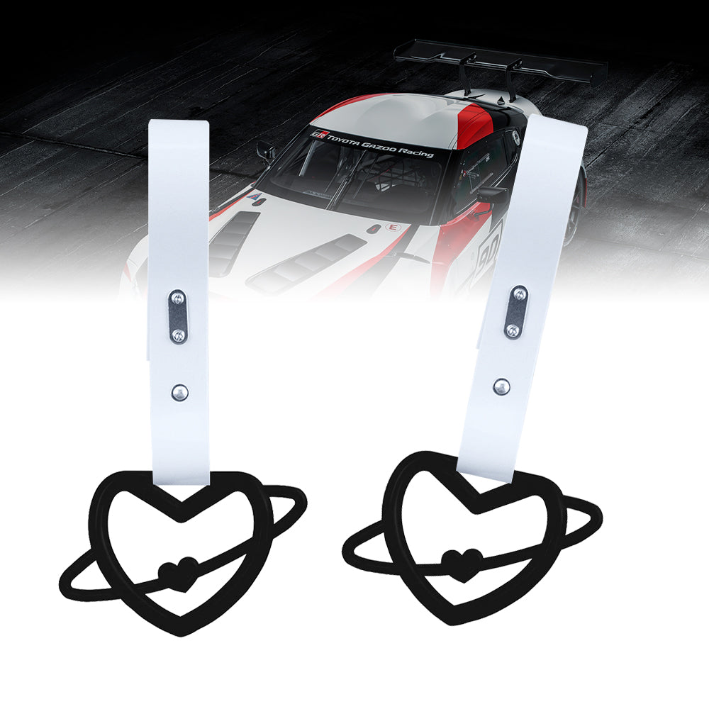 Brand New Space Heart Black JDM TSURIKAWA Ring Subway Train Bus Handle White Strap Charm Drift