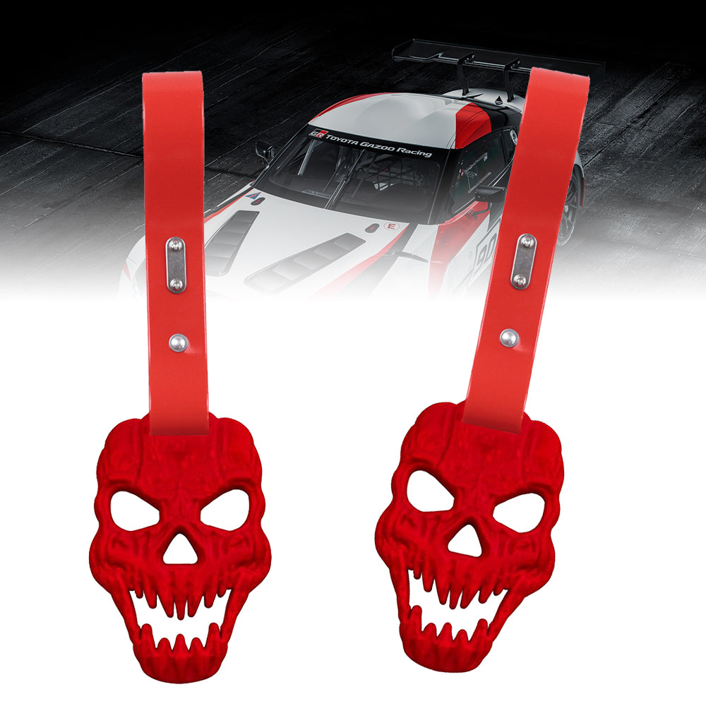 Brand New Skull Head Red JDM TSURIKAWA Ring Subway Train Bus Handle Red Strap Charm Drift