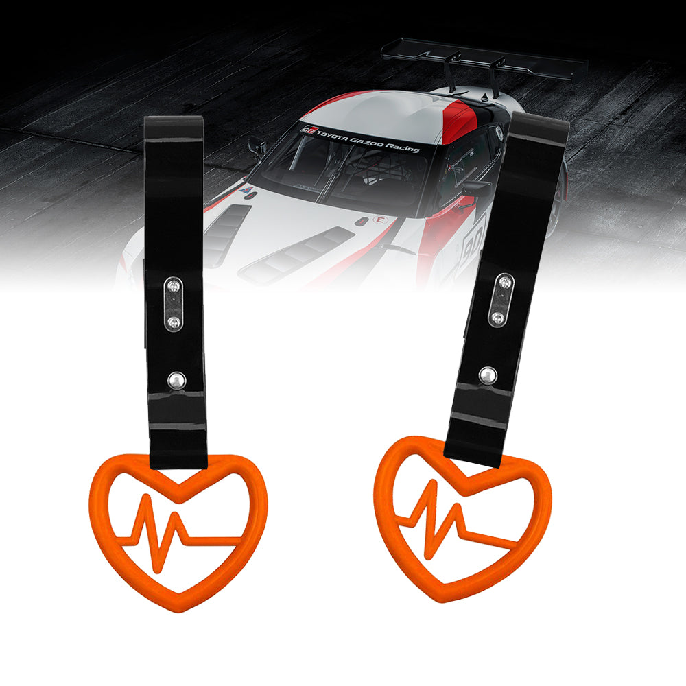 Brand New Heartbeats Orange JDM TSURIKAWA Ring Subway Train Bus Handle Black Strap Charm Drift