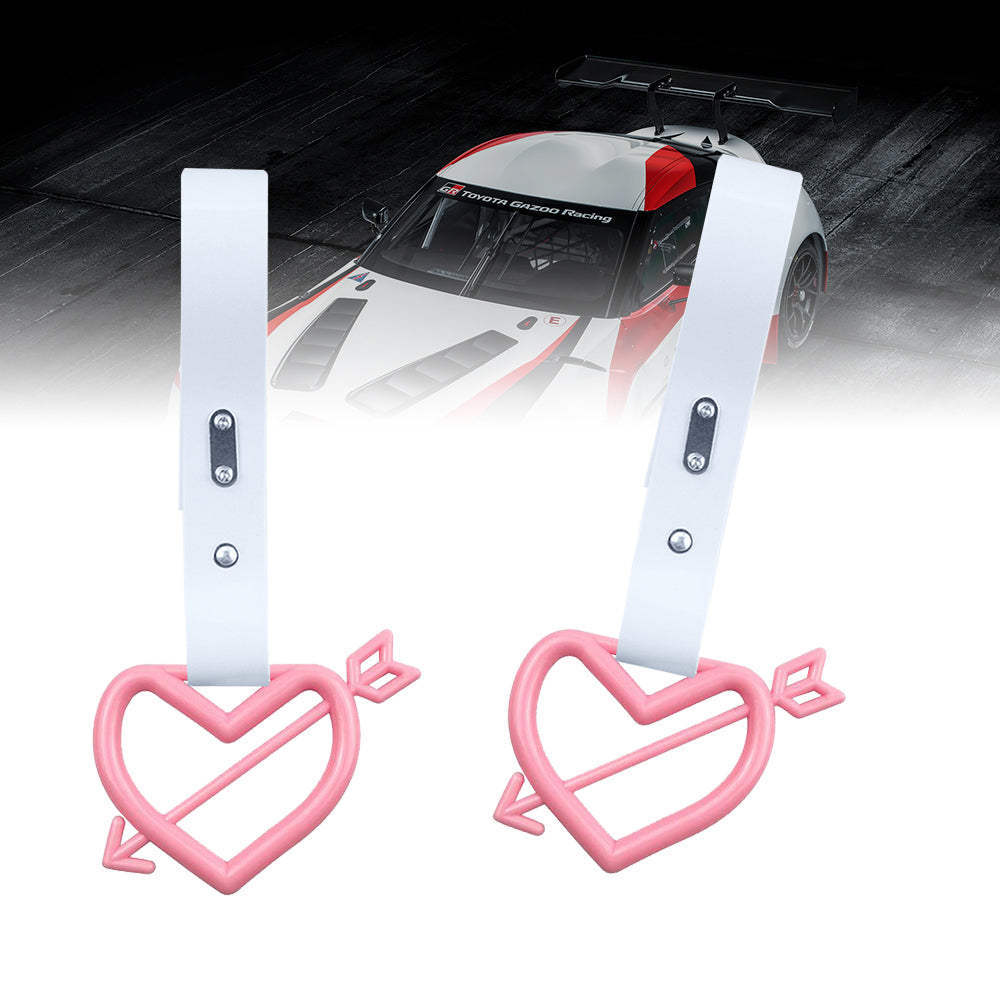 Brand New Arrow Heart Love Pink JDM TSURIKAWA Ring Subway Train Bus Handle White Strap Charm Drift